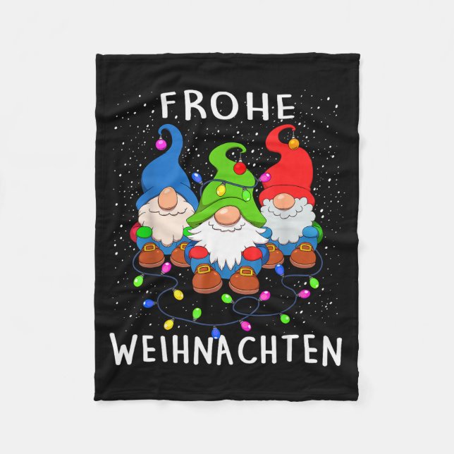 Funny Gnomes Merry Christmas Frohe Weihnachten  Fleece Blanket (Front)