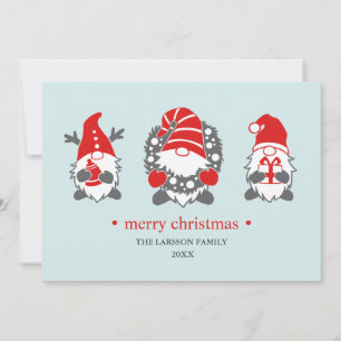 Funny Gnomes   Mint Christmas Holidays  Photo Holiday Card