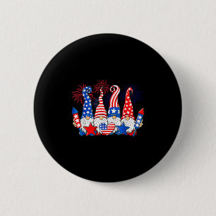 Funny Gnomes Patriotic American Flag Cute Gnomes 4 2 Inch Round Button