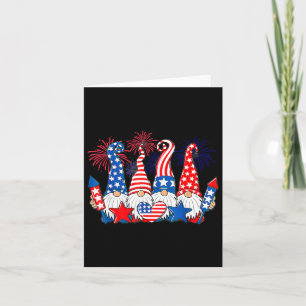 Funny Gnomes Patriotic American Flag Cute Gnomes 4 Card