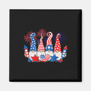 Funny Gnomes Patriotic American Flag Cute Gnomes 4 Magnet