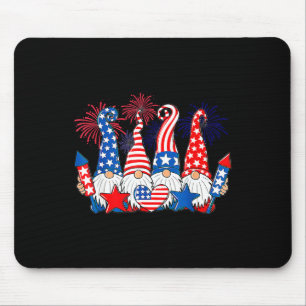 Funny Gnomes Patriotic American Flag Cute Gnomes 4 Mouse Pad