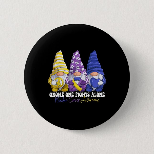 Funny Gnomies Bladder Cancer Awareness Month Purpl 2 Inch Round Button (Front)