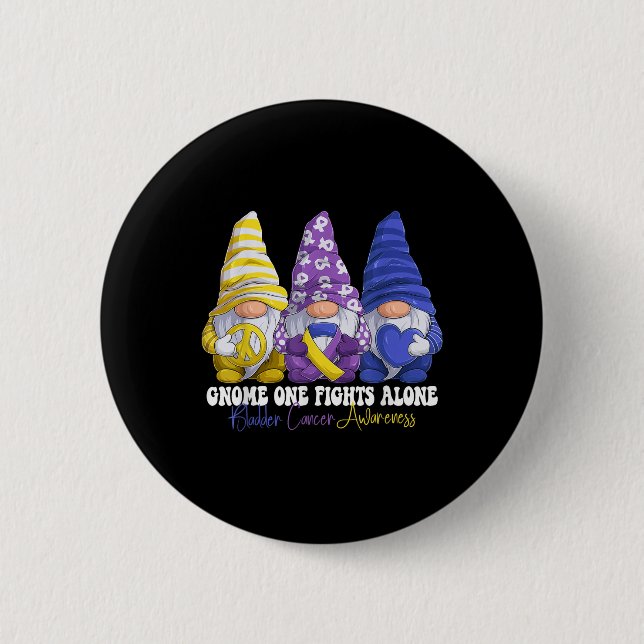 Funny Gnomies Bladder Cancer Awareness Month Purpl 2 Inch Round Button (Front)