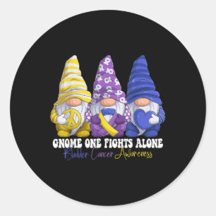 Funny Gnomies Bladder Cancer Awareness Month Purpl Classic Round Sticker