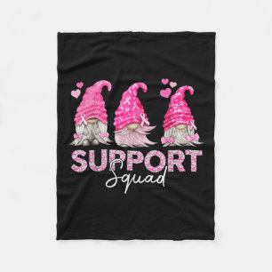 Funny Gnomies Support Squad Breast Cancer Awarenes Fleece Blanket