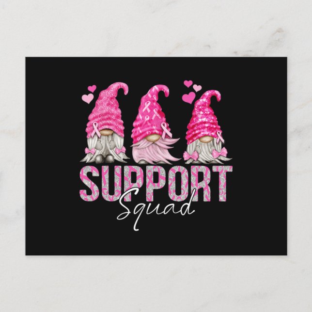 Funny Gnomies Support Squad Breast Cancer Awarenes Postcard (Front)
