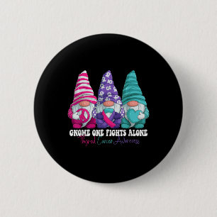 Funny Gnomies Thyroid Cancer Awareness Month Ribbo 2 Inch Round Button