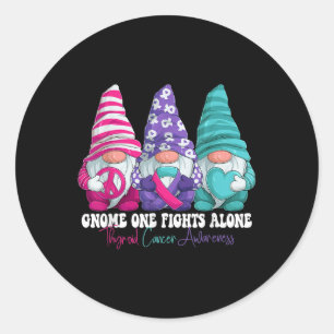 Funny Gnomies Thyroid Cancer Awareness Month Ribbo Classic Round Sticker