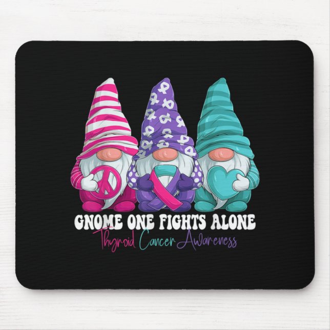 Funny Gnomies Thyroid Cancer Awareness Month Ribbo Mouse Pad (Front)