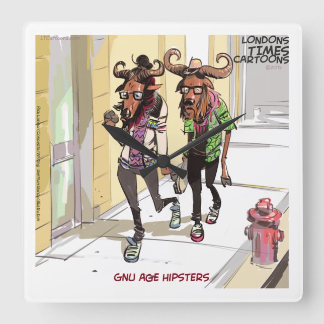 Funny Gnu Age Hipsters Rick London Wall Clock (Front)
