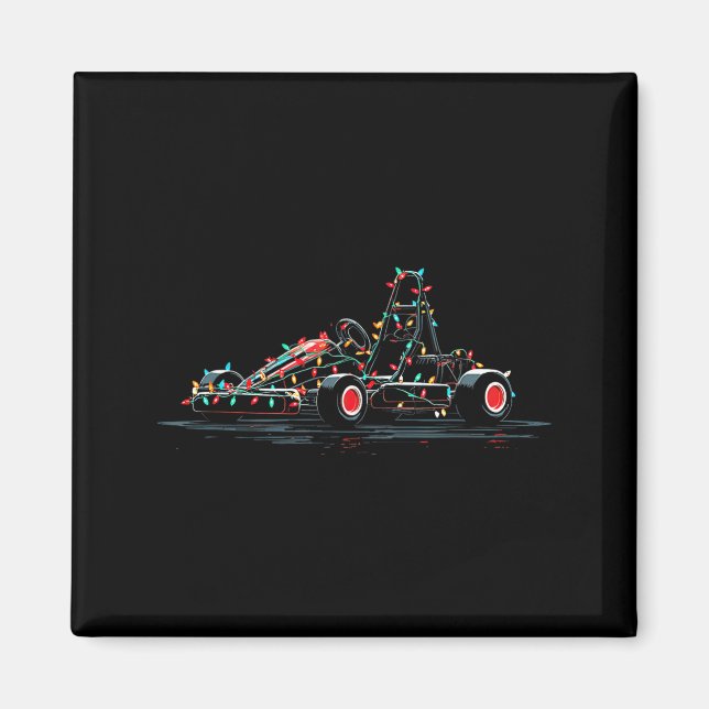Funny Go Kart Christmas Graphics Lights Lover Kart Magnet (Front)