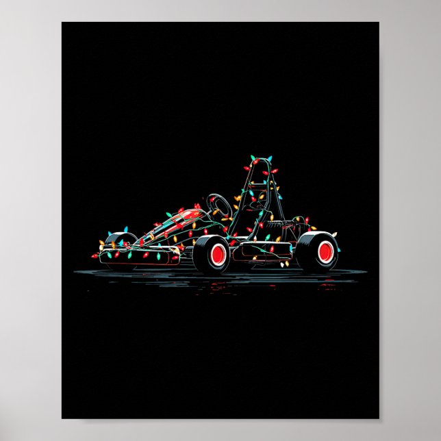 Funny Go Kart Christmas Graphics Lights Lover Kart Poster (Front)