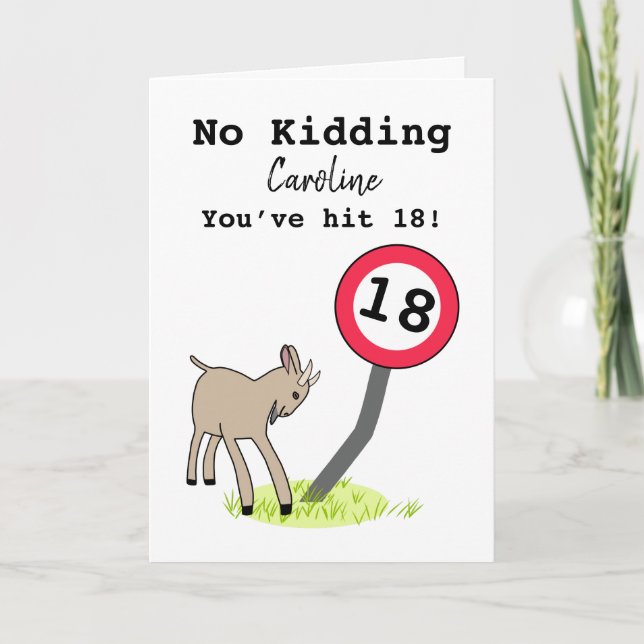 Funny goat 18th birthday card (Front)