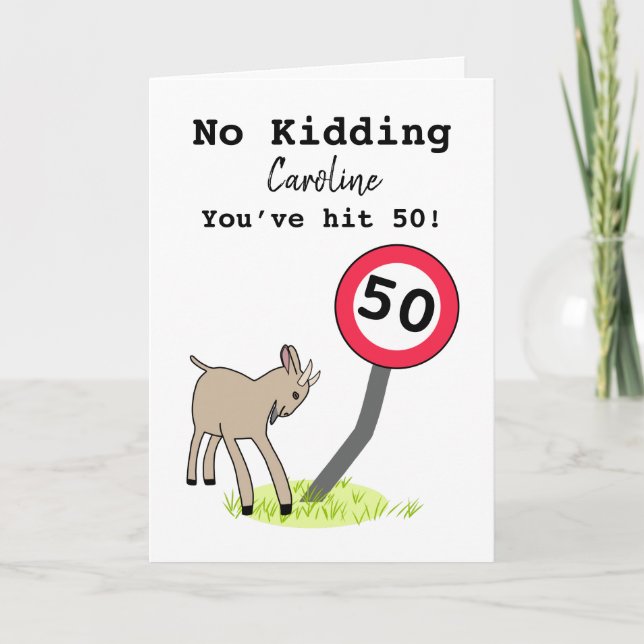 Funny goat 50th birthday card (Front)