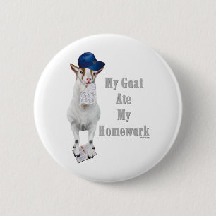 Funny Goat Ate My Homework 2 Inch Round Button