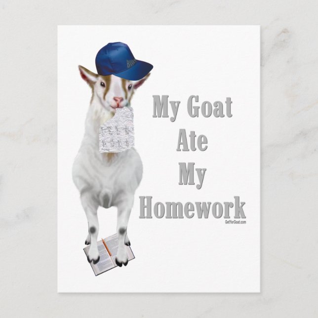 Funny Goat Ate My Homework Postcard (Front)