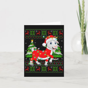 Funny Goat Christmas Lights Santa Costume Ugly Xma Card