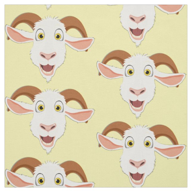 Funny Goat Cute Cartoon Farm Animal Pattern Fabric (Swatch)