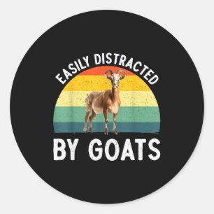 Funny Goat Design Men Women Kid Farm Animal Pygmy  Classic Round Sticker