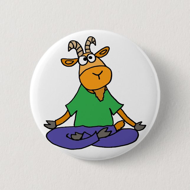 Funny Goat Doing Lotus Position Yoga 2 Inch Round Button (Front)