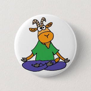 Funny Goat Doing Lotus Position Yoga 2 Inch Round Button