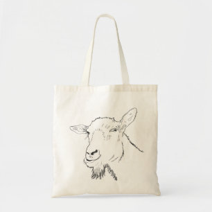 Funny Goat Line Drawing Animal Art Design Tote Bag