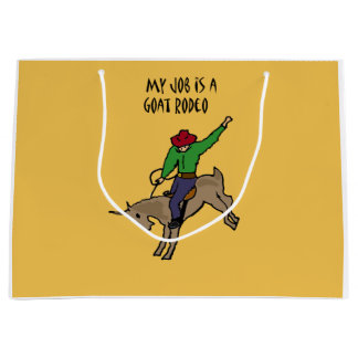 Funny Goat Rodeo Job Humour Cartoon Large Gift Bag