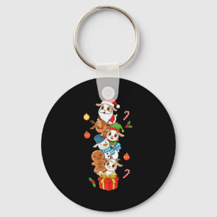 Funny Goat Santa Elf Snowman Christmas Womens Mens Keychain