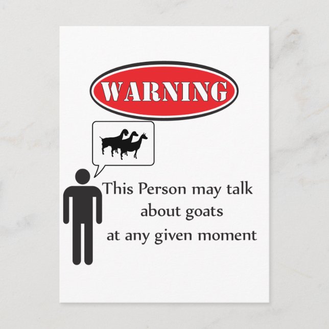 Funny Goat Warning Postcard (Front)