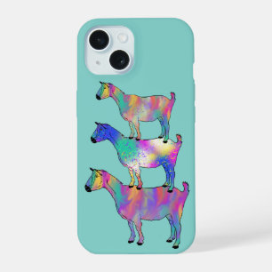Funny Goats Colourful Farm Animal Art iPhone 15 Case