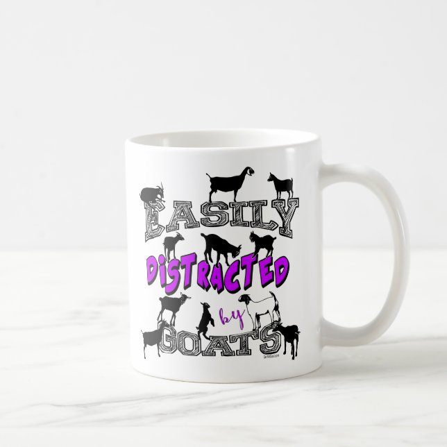 FUNNY GOATS | Easily Distracted by Goats Purple Coffee Mug (Right)