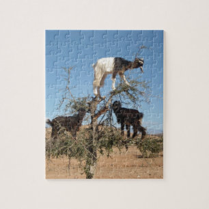 Funny goats in a tree jigsaw puzzle