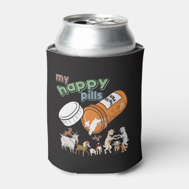 FUNNY GOATS | My Happy Pills GetYerGoat Can Cooler (Can Front)