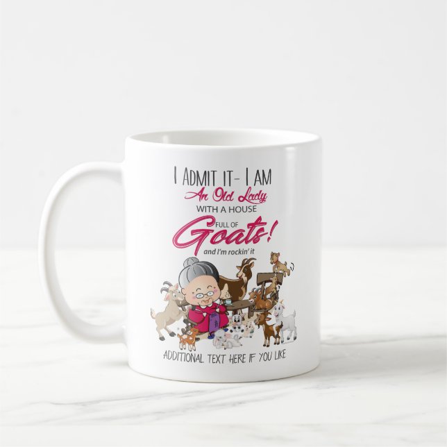Funny Goats- Old Lady House Full of Goats Coffee Mug (Left)