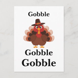 Funny Gobble Thanksgiving Cute Minimalistic Turkey Holiday Postcard