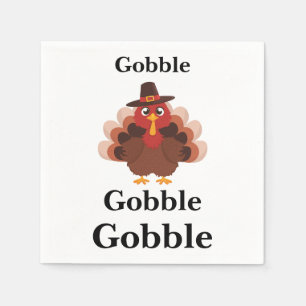 Funny Gobble Thanksgiving Cute Minimalistic Turkey Napkin