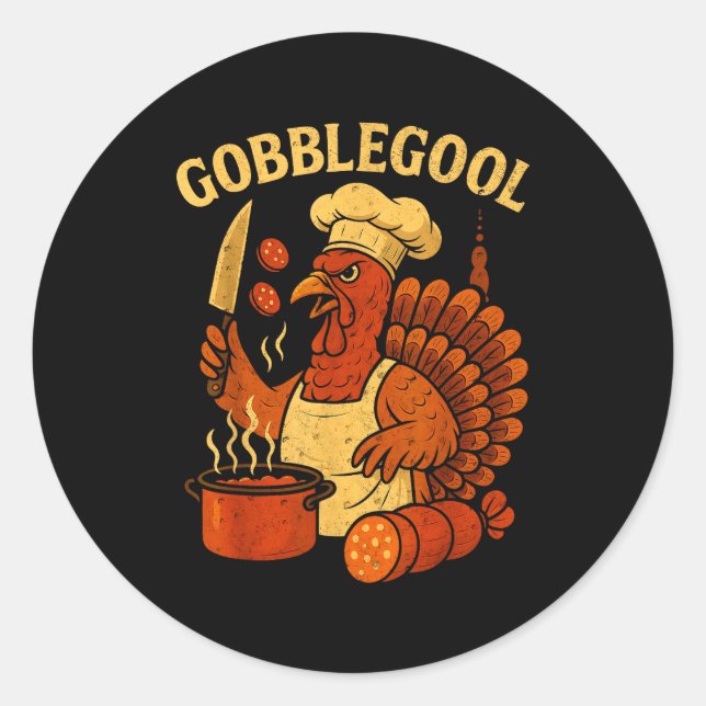 Funny Gobbol Italian Gobble Turkey Day Fall Thanks Classic Round Sticker (Front)