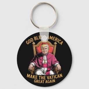 Funny God Bless America Make The Vatican Great Aga Keychain