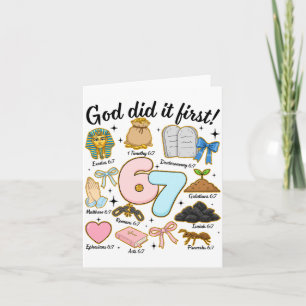 Funny God Did It First 67 Six Seven Christian Bibl Card