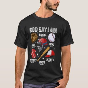 Funny God Says I Am Baseball Player Catcher Pitche T-Shirt