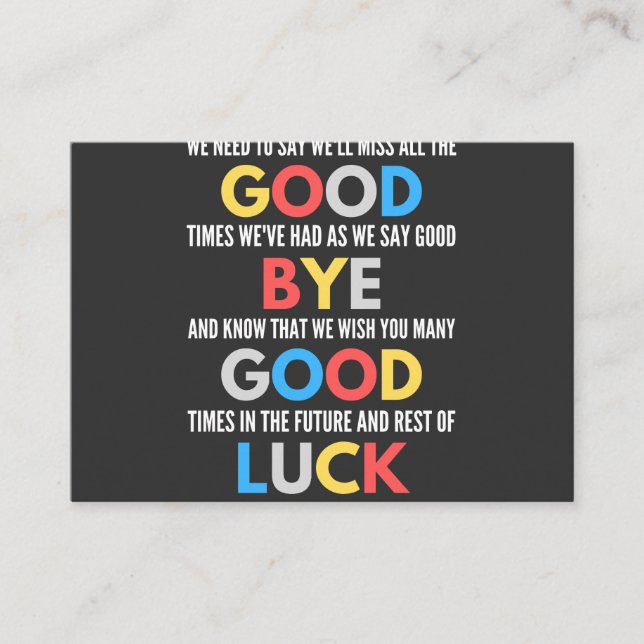 Funny Going Away Farewell Business Card (Front)