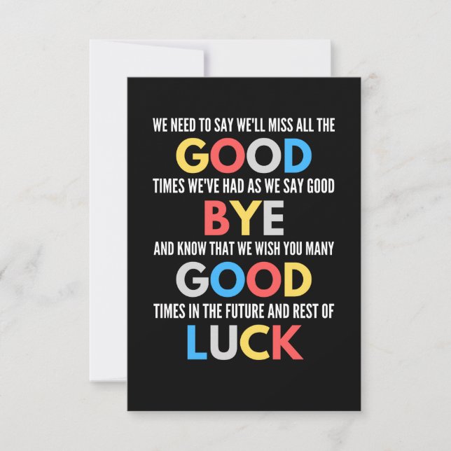 Funny Going Away Farewell Card (Front)