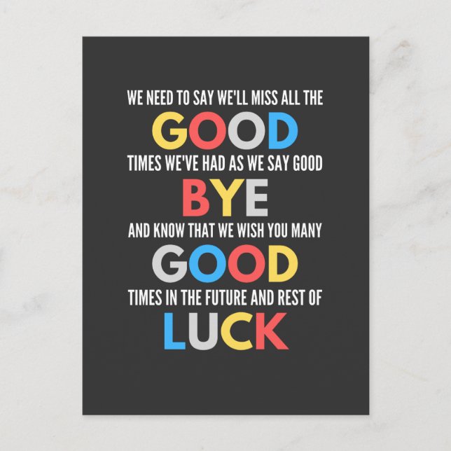 Funny Going Away Farewell Postcard (Front)