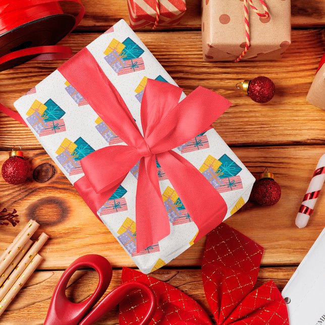 Funny Gold Red White Green Pine Christmas Presents Wrapping Paper (Creator Uploaded)