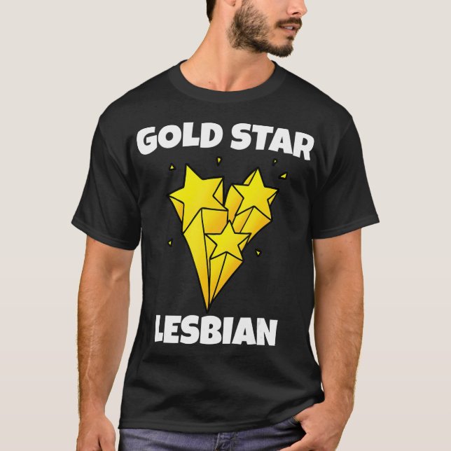 Funny Gold Star Lesbian T Novelty Gay Pride  T T-Shirt (Front)