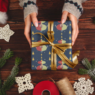 Funny Gold Tree Christmas Custom Photo Holiday Wrapping Paper
