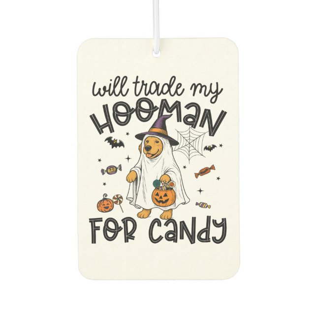 Funny Golden Dog Halloween Ghost Spooky Air Freshener (Front)
