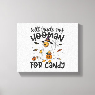 Funny Golden Dog Halloween Ghost Spooky Canvas Print