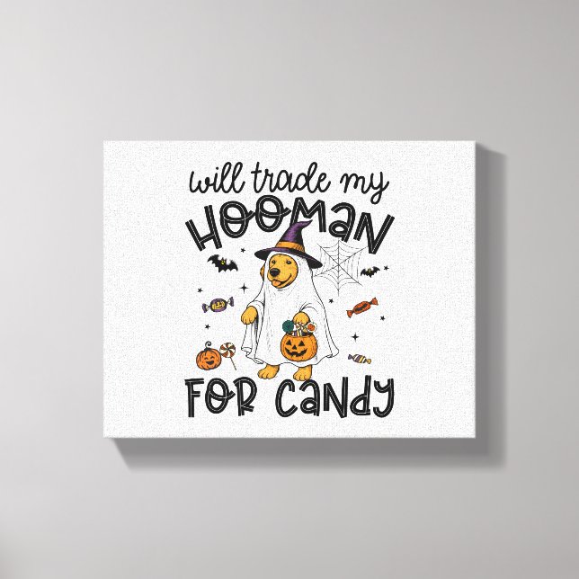 Funny Golden Dog Halloween Ghost Spooky Canvas Print (Front)